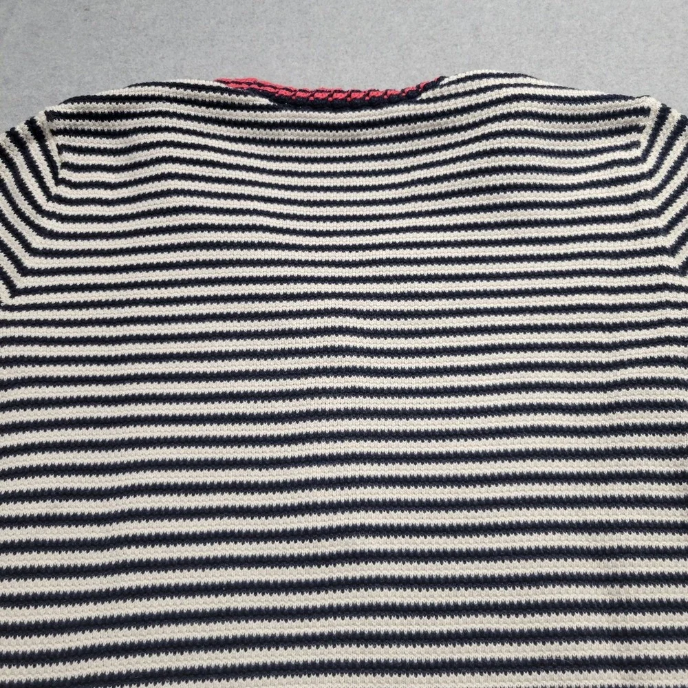 Tory Burch Sweater Women's XSmall Striped V-neck Pullover 3/4 Sleeve Cotton‎